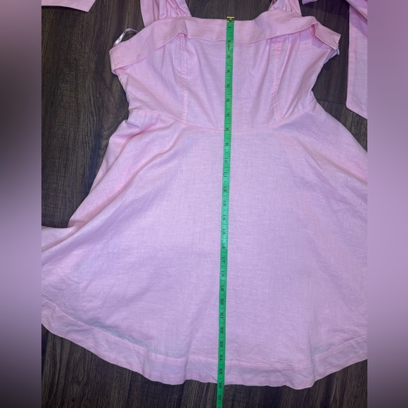 Mable Pink Bow Shoulder Linen Blend Dress size small - Picture 9 of 10